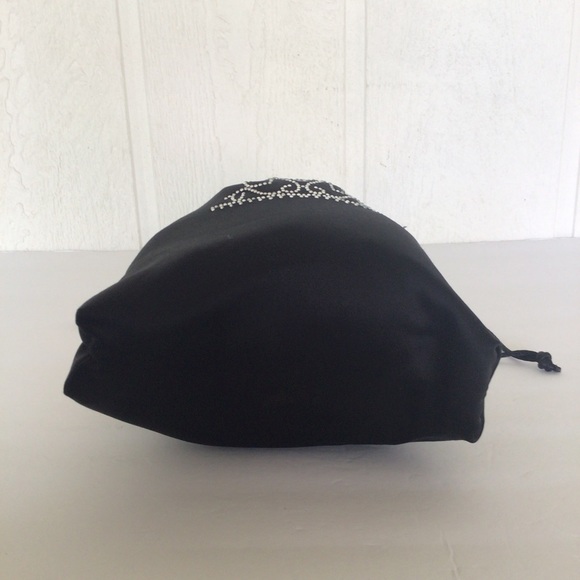 BLACK SATIN DRAWSTRING EVENING BAG - Picture 5 of 12